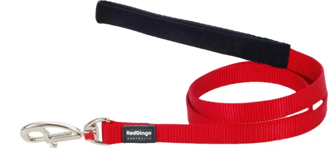 Red Dingo Padded Handle Dog Lead 1.2m Plain, Red, Large 25mm Lead L Red