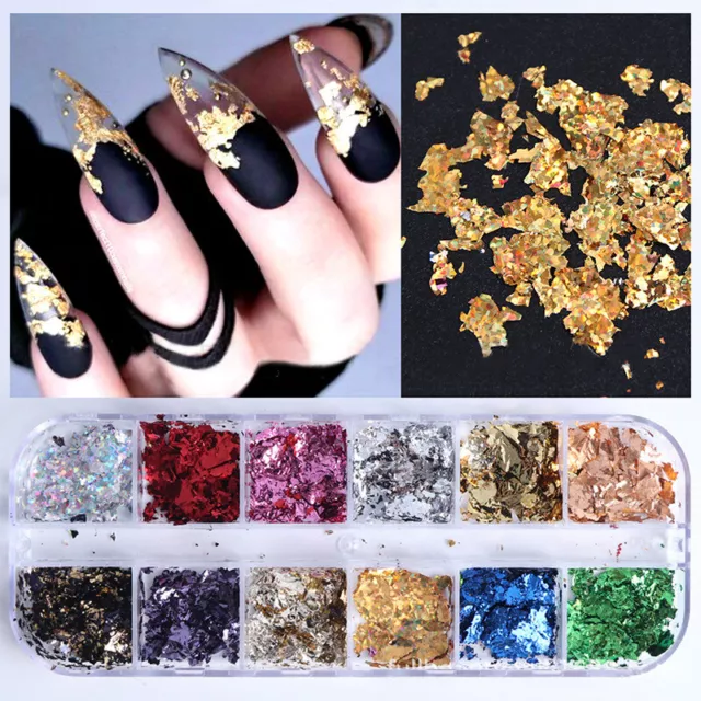 Nail Art Décorations Métal Feuille Paillettes Flocons Femmes Manucure Wraps《 2