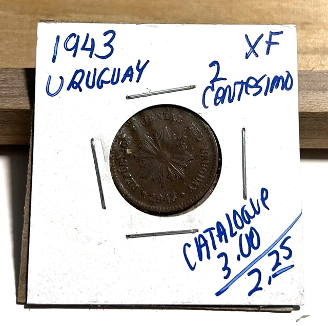 1943 So Uruguay 2 Centesimos XF (INV F)