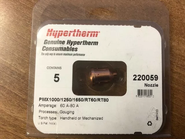 Hypertherm 220059 MaX1250 Gouging Nozzle, 60A, Pack 5