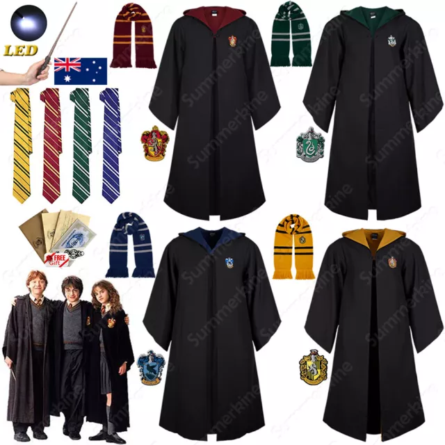 AU Harry Potter Gryffindor Ravenclaw Slytherin Robe Cloak Tie Costume Wand Scarf