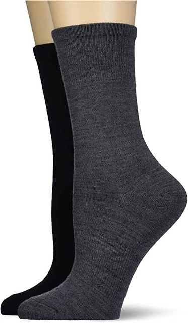 Hanes womens Wool Blend Socks Pack, Crew, Moisture Wicking, 2-pack  Size 5-9