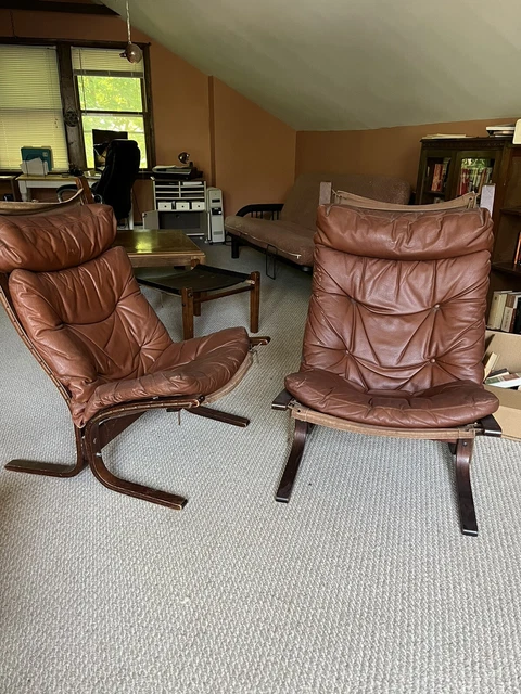 Norway Ingmar Relling Siesta Chairs - Westnofa in Brown Leather  vintage
