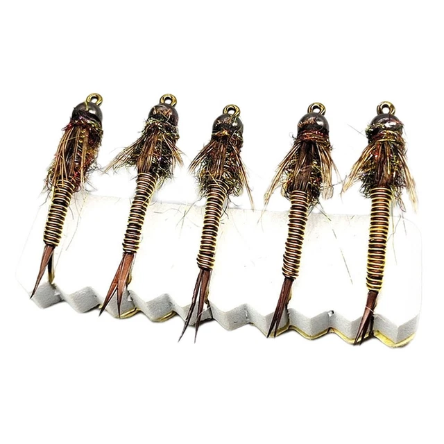 24 Nymphes De Pêche Assorties – Hameçons Sans Mort #14 Et #16 – Tends – Neuves
