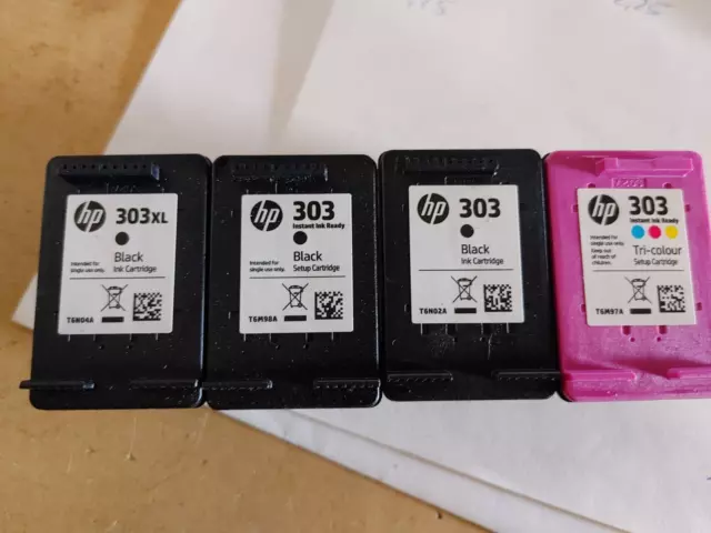 4 Original HP Druckerpatronen leer 303    3 Schwarz 1 farbig