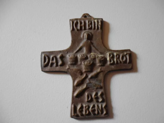 Brass or Bronze german cross I am the bread of life