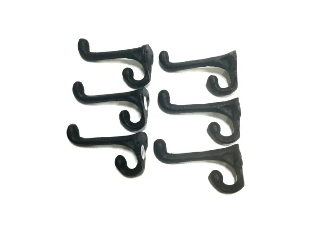 Cast Iron Set Of 12 Black Coat Hooks (180-0054B)