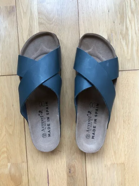 NEW AUTENTI BY Penta Crossed Strap Grey Leather sandals size uk 42