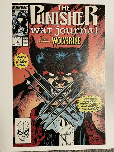 Punisher War Journal #6 Marvel Jim Lee 1989 Wolverine Cover. Very High Grade