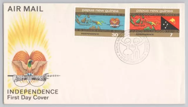Papua New Guinea First Day Cover. Scott #423-424 Map / Independence 1975