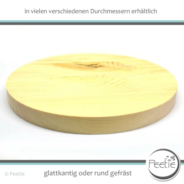 1x Holzscheibe Kiefer Leimholz 18 mm Holzrad rund Tischplatte Scheibe