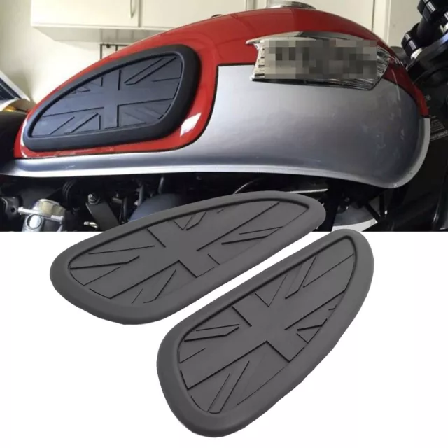 Union Jack Black Gas Tank Knee Pads For Triumph Bonneville Scrambler Thruxton