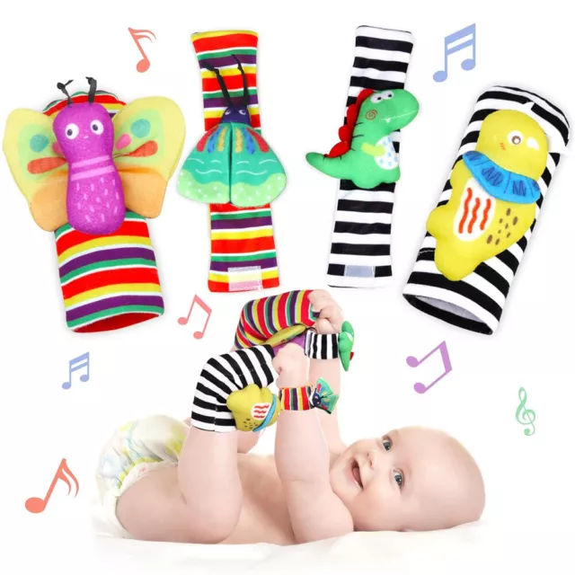 Baby Sensory Toys Socks & Wrist Rattles Bracelet Newborn XMAS Gifts Rattle Sets