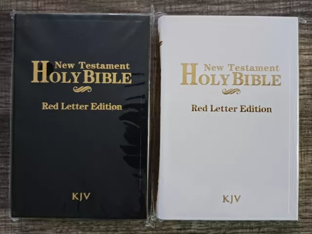 Holy Bible New Testament KJV Red Letter Edition White 4.5x3 Pocket Book Lot of 2