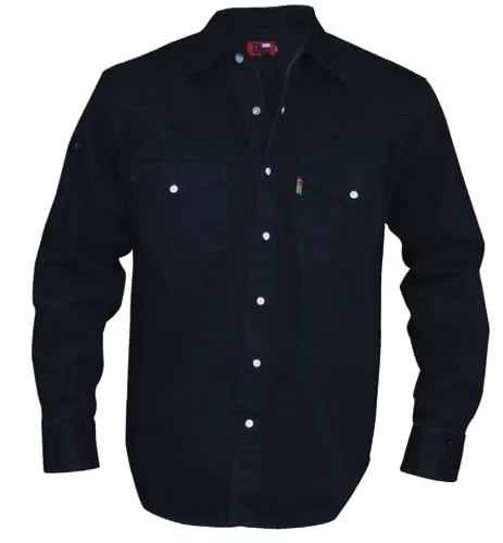 Duke Big Mens Western Black Denim Shirt Quality Fashion 1XL-6XL 7XL 8XL (KS1024)