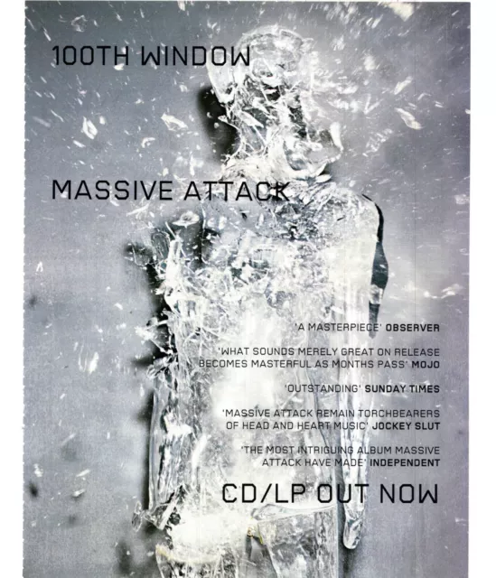 Framed Magazine Single/Album Advert 11X9" Massive Attack : 100Th Window