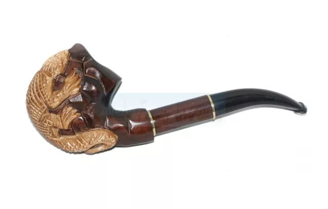 Wooden HAND CARVED Handmade Tobacco Smoking Pipe Varanus For 9 mm filter 2