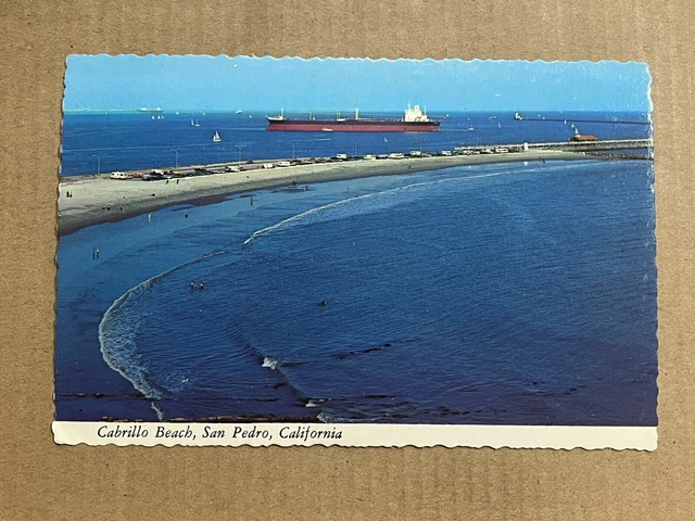 Postcard Los Angeles CA Harbor San Pedro Cabrillo Beach Aerial View Vintage PC