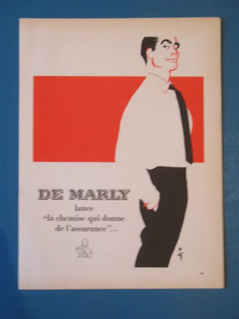 Publicite De Presse De Marly Chemise Illustration Gruau French Ad 1956