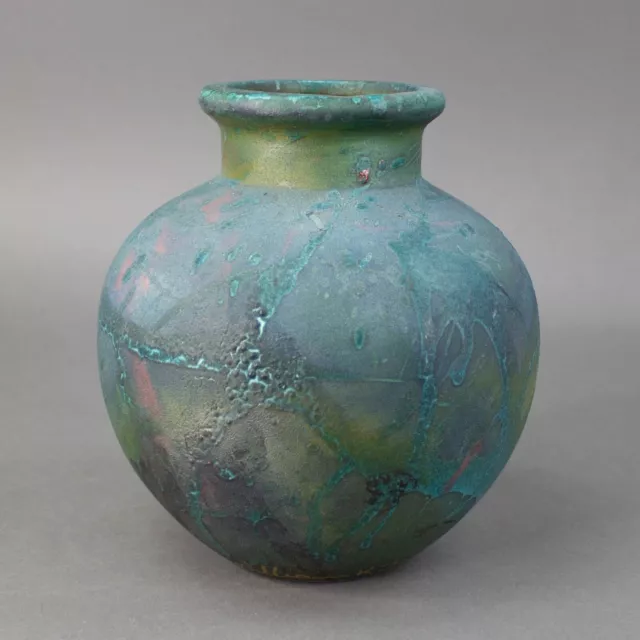 William K Turner Signed Raku Studio Art Pottery Vase 7 7/8"