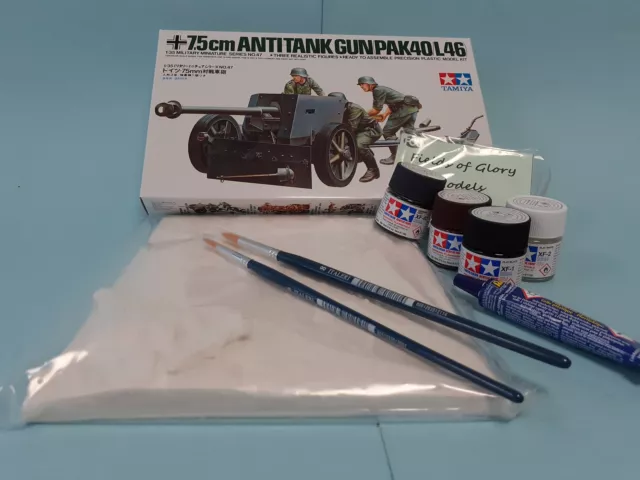 GIFT SET Tamiya 1/35 scale WW2 German 75mm Anti Tank Gun PAK40 L46  Starter kit