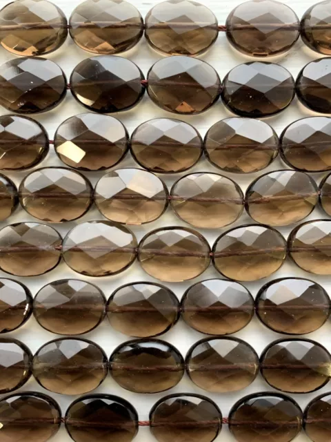 3 Strands Genuine Smokey Quartz Faceted Beads - 16x12mm - 16" - Quality Select