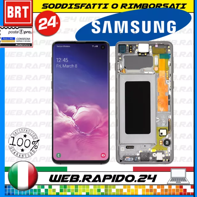 Display Lcd+Touch Screen+Frame Pari Originale Per Samsung Galaxy S10 Sm-G973F Ds