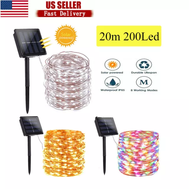 LED Solar String Light Outdoor Garden Party Waterproof Copper Wire Fairy