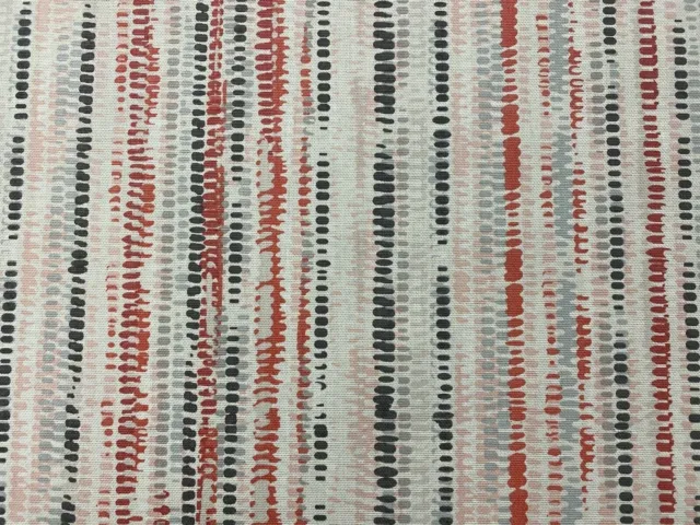 Coalville Code Stripe Pink Red Grey Cotton Curtain/Craft Fabric