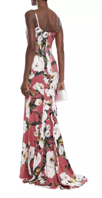 BNWT Dolce Gabbana Floral Print Maxi Dress Gown Pink Corset IT36 Rose Lily $5995 3