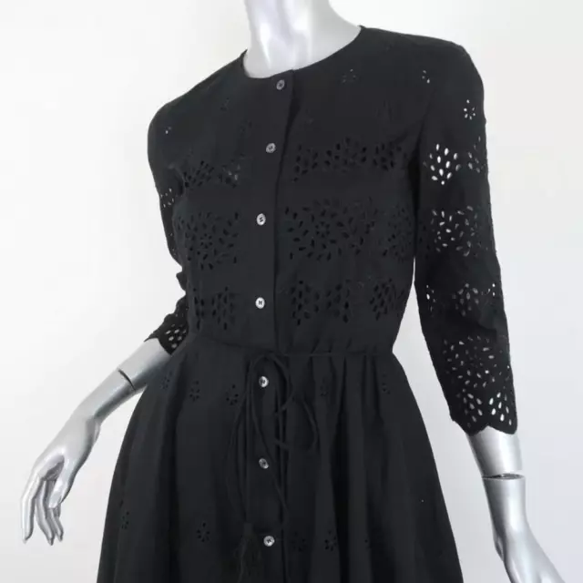 Theory Dress Kalsingas Black Eyelet-Embroidered Cotton Size 0 NEW 3