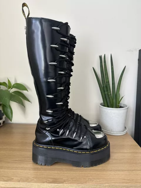 DR MARTENS 1B60 Max LTT Knee High Platform Black Leather Boots UK 4 EU ...