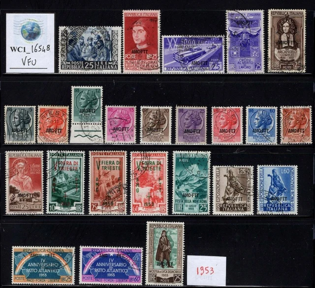 WC1_16548. ITALY: TRIESTE AMG FTT. Valuable lot of 1953 stamps & sets. Used