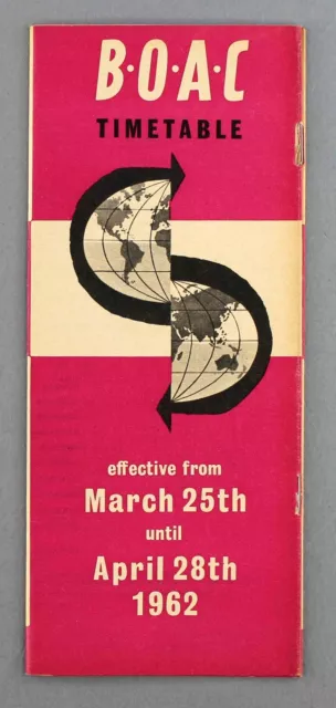 Boac Airline Timetable March - April 1962 B.o.a.c.