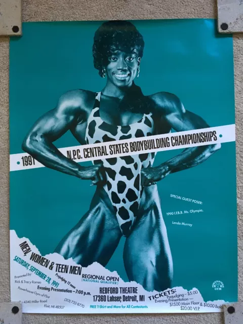 RARE VINTAGE IFBB Ms. Olympia Pro Bodybuilder LENDA MURRAY Bodybuilding Poster