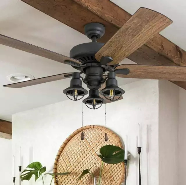 Aged Bronze Finish 52-inch 5-Blade Farmhouse Country Style LED Ceiling Fan