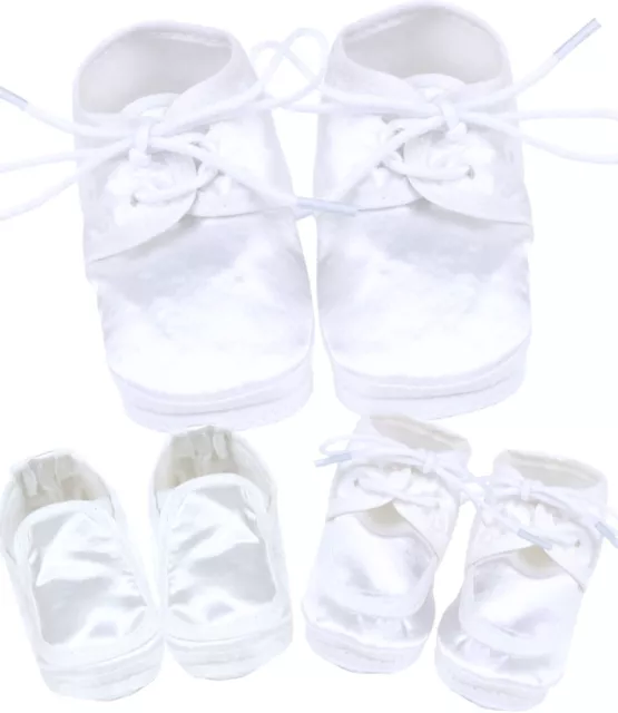 BabyPrem Boys White Christening Shoes Booties Weddings Parties 0 - 3 m