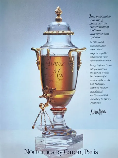 1986 NOCTURNES Perfume by CARON Intrigues the Most Beautiful Women PRINT AD