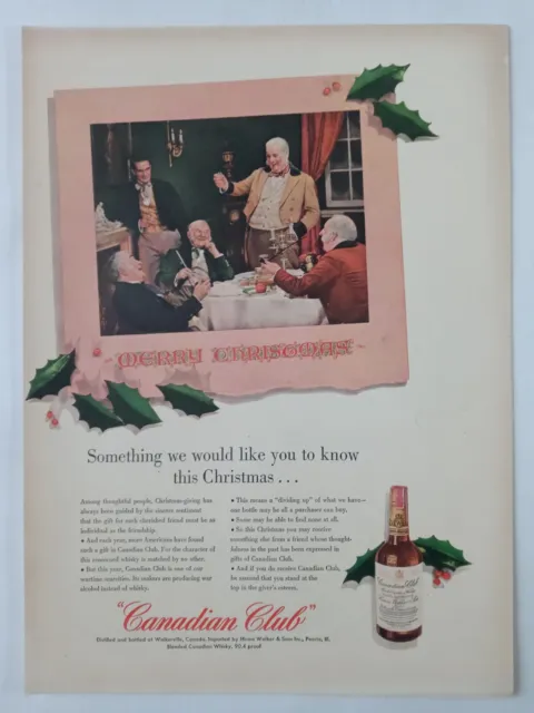CANADIAN CLUB Christmas Whiskey Old Men Pink Colorful Vintage Poster Print Ad