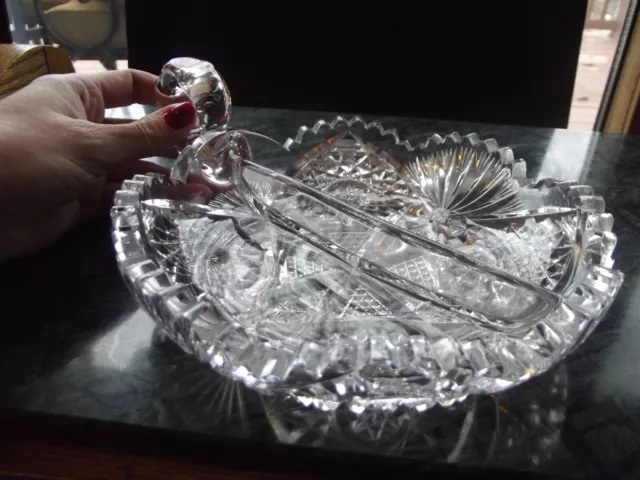 Divided Nappy Bowl American Brilliant Cut Glass Crystal Higgins & Seiter "Maine"