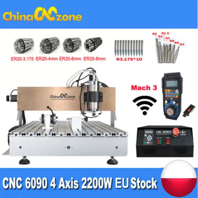 CNC 6090 4axis 2200W Milling Engraver Machine Mach 3 USB CNC DIY Router PO Ship