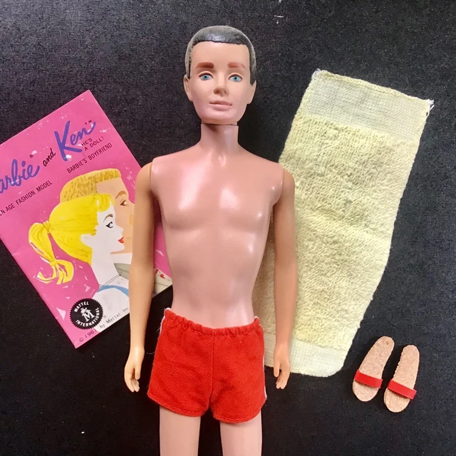 VINTAGE BARBIE KEN DOLL 0750 Flocked Hair 1961 Mattel Japan