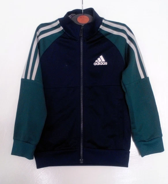 Top/giacca da pista ragazzo Adidas (blu e) verde) taglia UK 5-6 anni in perfette condizioni