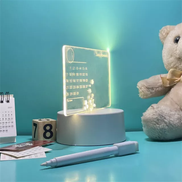 message avec lumières LED, tableau acrylique effaçable,tableau blanc  transparent avec veilleuse,avec 7 stylos néons, cadeau créatif pour petite