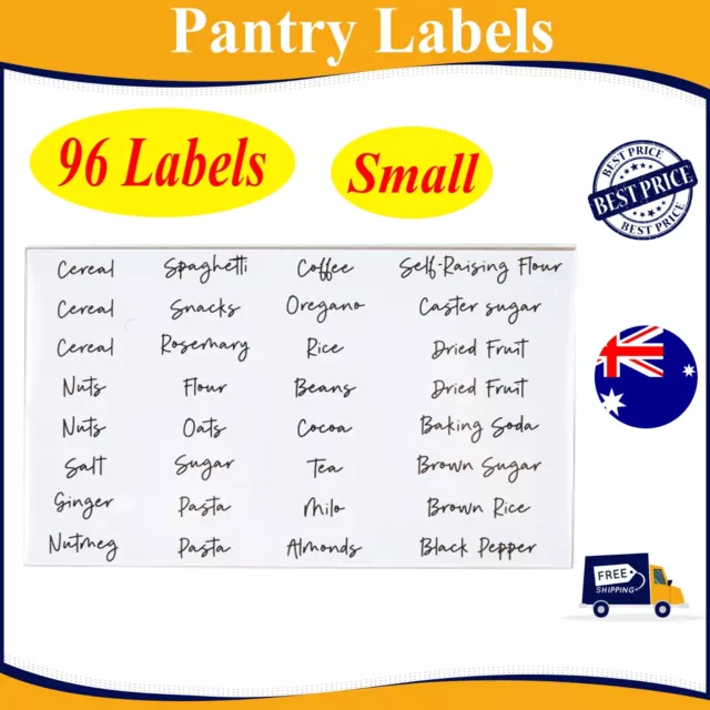 Pantry Labels x 96 Spice Storage Black💜FREE POSTAGE💜 Label Bulk Kitchen Food