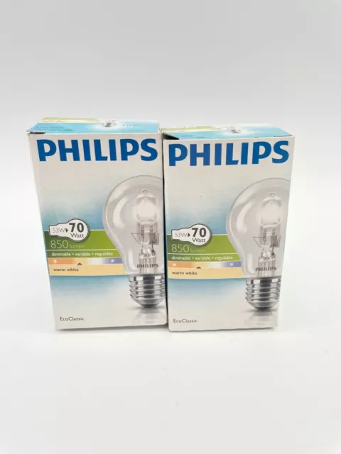 2x Philips Glühlampe E27 53W 53 Watt EcoClassic warmweiß Glühbirne Restposten