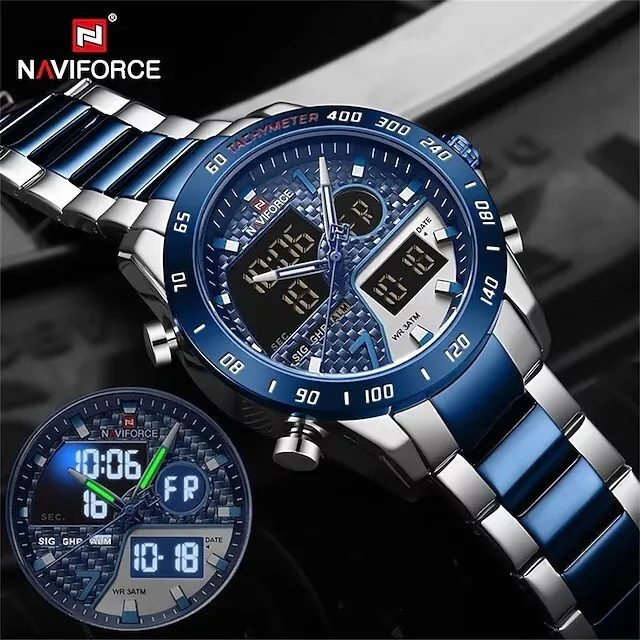 NAVIFORCE Fashion Men Watch Quartz Digital Military Sport Stainless Steel