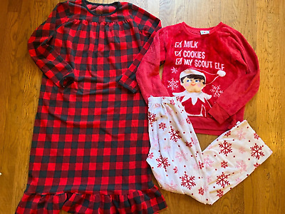 Girls Pajamas Elf on the Shelf, and Buffalo Plaid (3 items) Size L FREE SHIP