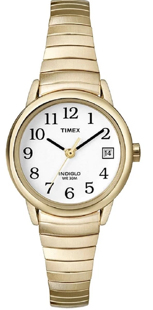 Timex Indiglo Watch Women Gold Tone Stretch Band New Battery