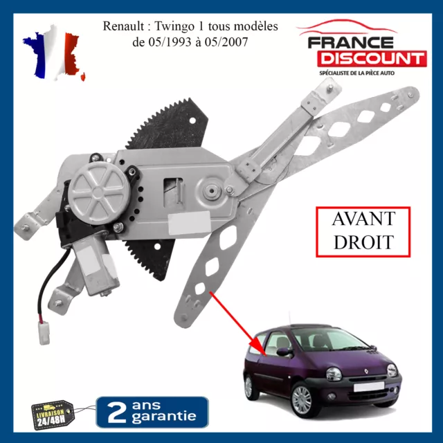 Mecanisme de Leve Vitre Avant Droit Passager pour Renault Twingo 1993-2007 1.2